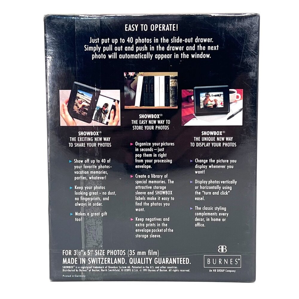 Burnes Showbox Photo Viewer For 3.5"x5" Photos Store & Share Vintage 1991 Sealed - Picture 2 of 12